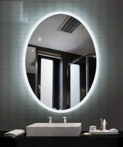 Gương oval có gắn đèn led treo tường nhà vệ sinh tại Cần Thơ