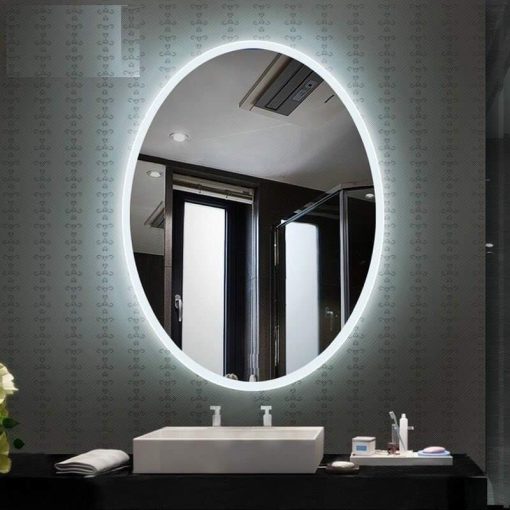 Gương oval có gắn đèn led treo tường nhà vệ sinh tại Cần Thơ